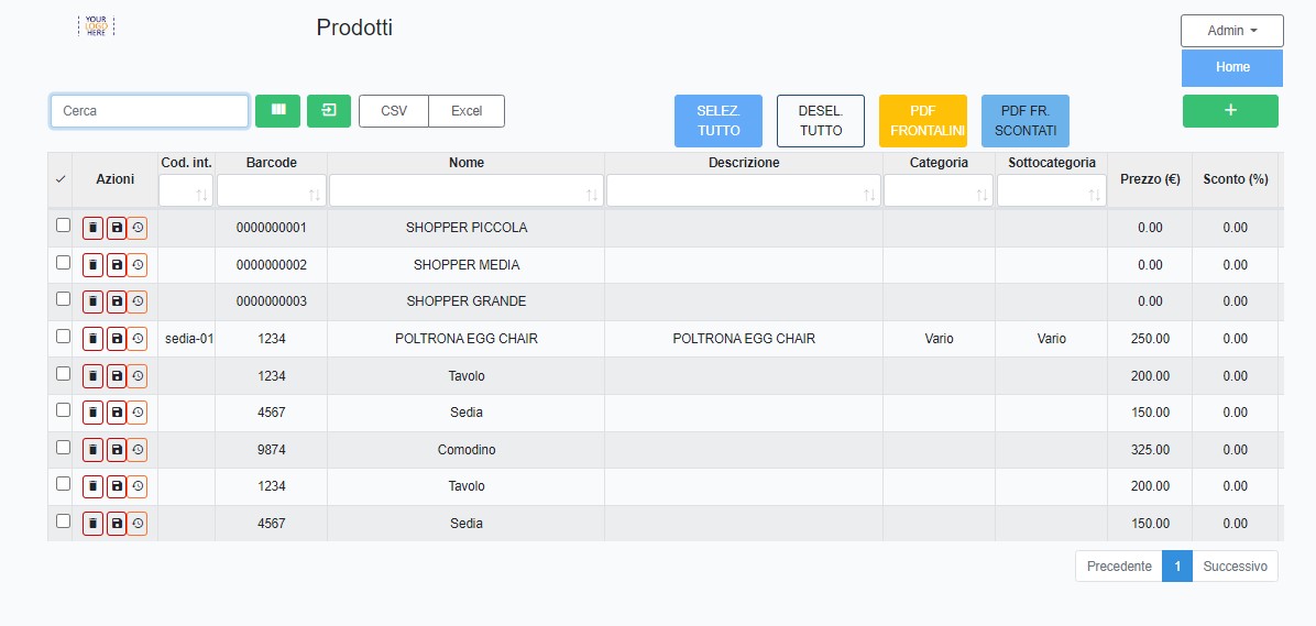 lista prodotti